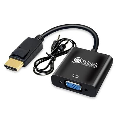 Skintek SK-04-HV HDMI naar VGA (D-SUB) adapter 1080p 60Hz 3,5mm audio-poort voor PC Notebook aansluiting PC notebook monitor, projector met VGA-ingang, 15 cm kabel