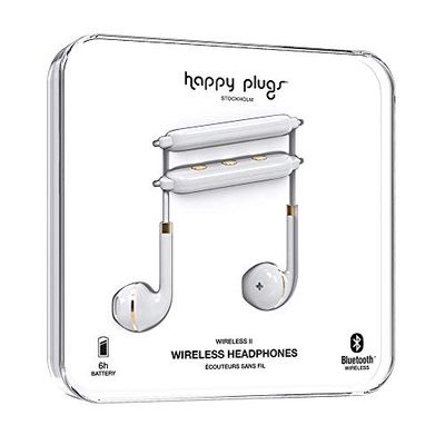 Happy Plugs 7622 Auriculares sem fios II Bluetooth sem fios com controlo remoto e microfone em linha tamanho único branco