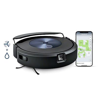 iRobot Roomba Combo j7, Robot Aspirapolvere Lavapavimenti, Mappatura Intelligente, Wi-Fi, Rilevamento Ostacoli, 2 Spazzole in Gomma Multi-Superficie, Programmabile con App e Assistente Vocale