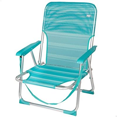 AKTIVE Vaste klapstoel voor strand, stoel met vaste rugleuning, aluminium stoel, vaste stoel, 44 x 40 x 72 cm, zithoogte 23 cm, turquoise, met draaggreep (53958)