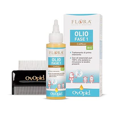 FLORA Ovopid Olio Capelli - Fase 1, 100 ml pediculosi - Trattamento di primo intervento. Aiuta la rimozione dei pidocchi presenti Protettivo, efficace e risolutivo