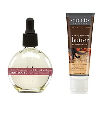 Cuccio Vanilla Bean & Sugar Hydration Essentials Kit- 75ml Cuticle Oil & 4oz Butter Tube, Grey
