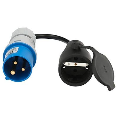 CEE till Schuko-kontaktadapter, 2-polig + jord. Max. 16 A 230 V