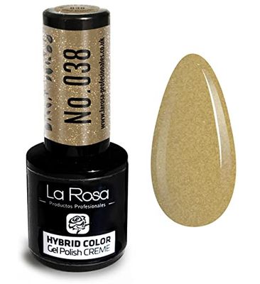 LA ROSA UV LED Smalto Gel Hybrid Color CREMA - A Lunga Durata e Molto Facile da Applicare, Perfetto per la Nail Art - Fai da Te a Casa o in Salone - 9 ml (Oro)