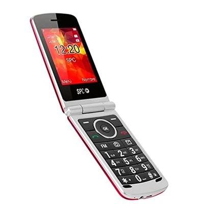 SPC Opal - Téléphone Mobile à clapet avec Grand écran, Grandes Lettres et Touches, Volume Extra Fort, Facile à Utiliser, Configuration à Distance, Radio FM, Répertoire, Rouge