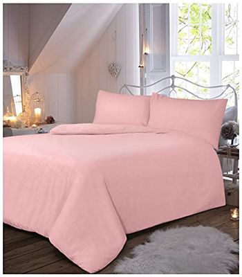 GC GAVENO CAVAILIA Juego edredón y Fundas de Almohada de Franela térmica teñida de Lujo, de fácil Cuidado, Suave y Acogedor, 100% algodón Cepillado, Color Rosa, Ropa de Cama Doble, Doublé
