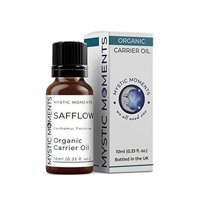 Mystic Moments | Organic Safflower Carrier Oil 10ml - Pure & Natural Oil Perfect for Hair, Face, Nails, Aromatherapy, Massage and Oil Dilution Vegan GMO Free