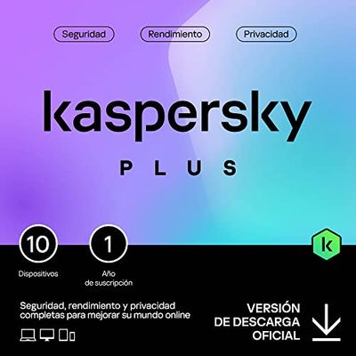 Kaspersky Plus Internet Security 2024 | 10 Dispositivos | 1 año | Anti-Phishing y Firewall| VPN ilimitada | Gestor de contraseñas | Protección Bancaria en línea | PC/Mac/Móvil | Código por email