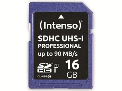 Intenso Professional SDHC Memory Card, Class 10 UHS-I, 16 GB, blue