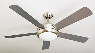 AireRyder Ursa Plafondventilator met verlichting en afstandsbediening, behuizing satijn nikkel, kleur vleugelkleur zilver/walnoot, 132 cm