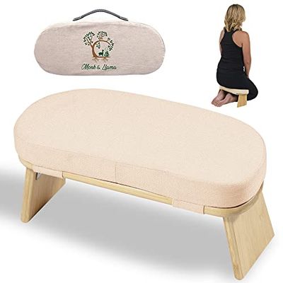 Monk & Llama Meditatiebank, opvouwbaar en stevig, bamboe gebedsbank, meditatiezitje, knieler, te combineren met meditatiekussen en Zabuton-meditatiemat, perfecte yogakruk voor diepe bemiddeling