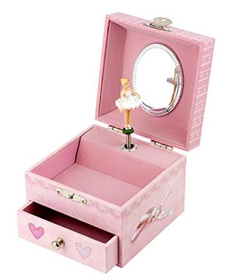 TROUSSELIER - ballerina - musikalisk smyckeskrin - idealisk present till unga flickor - Romeo & Juliet musik - rosa färg
