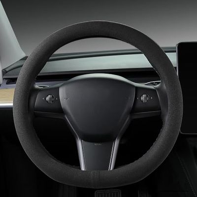 Funda de Ante para Volante de Coche, Adecuada para Tesla Model 3 / Tesla Model Y