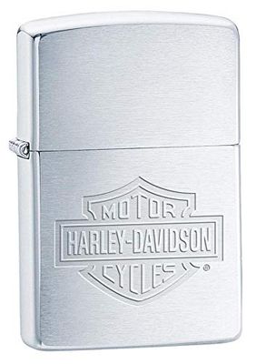 zippo Harlet Davidson engraved logo lighter - brushed chrome