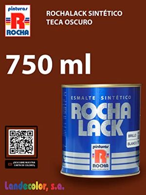 PINTURAS ROCHA, Rochalack Sint, muy adecuado para decoración. Apto para aplicación en madera, hierro, acero, etc. Muy fácil de aplicar, Esmalte sintético, Teca Oscuro, 750 ml