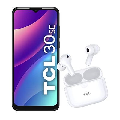 TCL 30SE - Smartphone Dual Sim + Auricolari Wireless TCL 108, Display 6.52" HD+, 128 GB, 4GB RAM, Tripla Camera da 50 Mpx, Android 12, Batteria 5000 mAh, Space Gray [Italia]