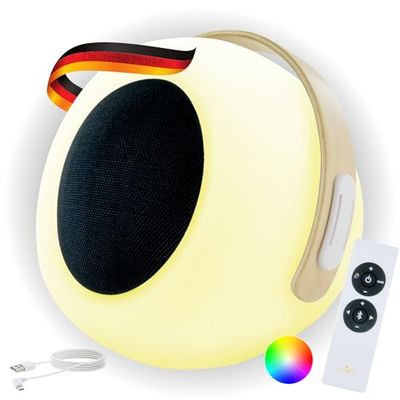 SCHWAIGER Portable Table Lamp Bluetooth Speaker RGB LED Bedside Outdoor Garden Music Handle 10W IP44 Water Resistant
