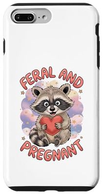 Feral and Pregnant Funny Raccoon Meme Humor Fun Pregnancy Case for iPhone 7 Plus/8 Plus