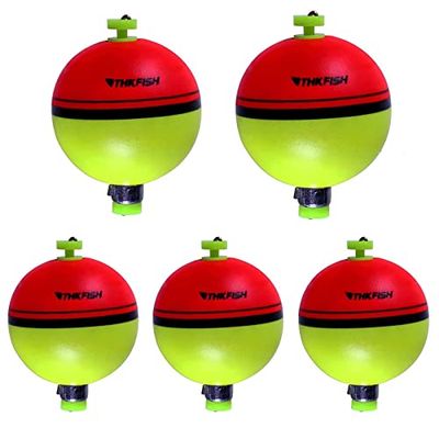 THKFISH Visbobbers 5 stuks EVA-schuim ronde drijvers rood/groen snap-on voorjaar vissen boei accessoires voor zoetwater zout water 2/5 oz (1,5 x 1,5 inch)