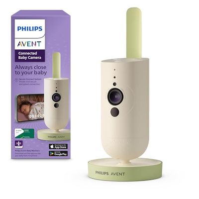Philips Avent Connected Babycamera, privé- en veilige codering, met app, audio, 2x zoom, nachtzicht, VOX, terugspreekfunctie, slaapliedjes en rustgevende geluiden (model SCD643/26)
