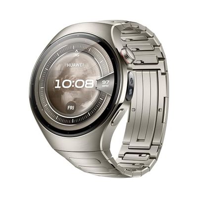 HUAWEI WATCH 5, 46mm Smartwatch, Multi-sensing X-TAP, Health MOT, Real-Time Fingertip Blood Oxygen, up to 11 Days Battery Life, eSIM, Aerospace-Grade Titanium/Stainless Steel, iOS & Android, Titanium