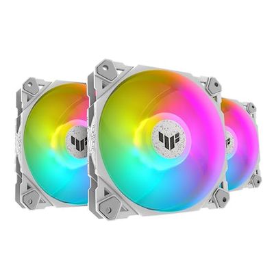 ASUS 90DA0033B09030 TUF Gaming TF120 ARGB behuizing ventilator Wit Edition 3IN1 met ARGB controller 3 stuks Aura Sync stille adresseerbare ARGB ventilator PWMbediening wit