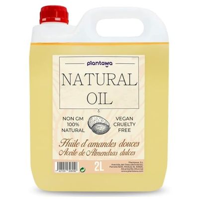 Plantawa huile amande douce 2L | huile d'amande douce 100% pure, soin hydratant intense pour peau, cheveux, bébé, grossesse et massage | Nourrissant et apaisant