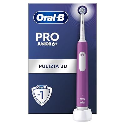 Oral-B Spazzolino Elettrico Ricaricabile Pro Junior Viola, Da 6 Anni In Su. 1 Spazzolino