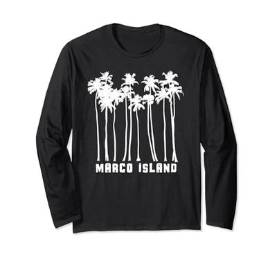 Marco Island Florida Tramonto Palma Vacanza Vintage 70s Maglia a Manica