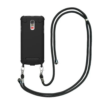 SWISSVOICE - S510-M Nomad Case - Coque De Protection Bandoulière - Caoutchouc Épais - Coins Renforcés - Cordon ⌀ 6 mm Ajustable Et Détachable - pour Smartphone Séniors S510-M - Noir