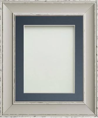 Frame Company Brooke Moonstone Grey Photo Frame, Blue Mount, 12x10 for 10x8 inch, fitted with perspex