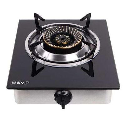Muvip Bruciatori secondari per barbecue e affumicatori della marca Modello Cucina a Gas Inox 1 Fuoco - Vetro Temperato - Accensione Piezoelettrica - Bruciatore in ghisa rimovibile