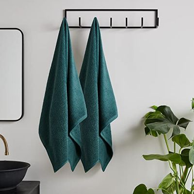 Catherine Lansfield Paire de draps de Bain en Coton à séchage Rapide Vert forêt