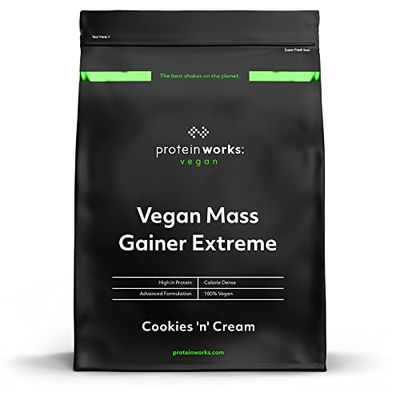Protein Works - Vegan Mass Gainer Extreme | High Calorie Protein Powder | Weight Gainer | Vitamins & Minerals | 5 Shakes | Cookies 'n' Cream | 1kg