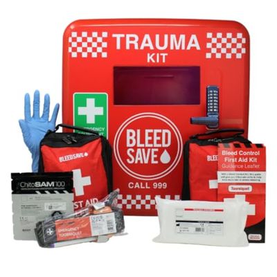 BLEEDSAVE Trauma Cabinet with 2 x Basic Bleed Control Kits Lockable/Soft Case