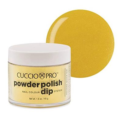 Cuccio Powder Polish - Dip Acrylic Nail Colour Dip System - 45g (1.6 oz) Dipping Powder - Sunshine Yellow with Mica