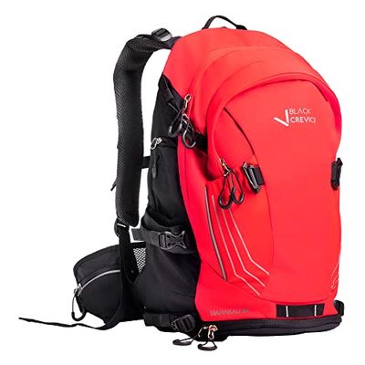 Black Crevice Manakau Fietsrugzak, 26 liter, outdoor rugzak met drinksysteem en regenhoes, verstelbare skirugzak, ergonomische rugzak voor dames en heren, rood, 26 Liter