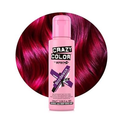 Crazy Color Vibrant Bordeaux Semi-Permanent Hair Dye. Highly Pigmented Plum Wine Conditioning & Oil Nourishing Vegan Formula | No Bleach or Ammonia | 100ml