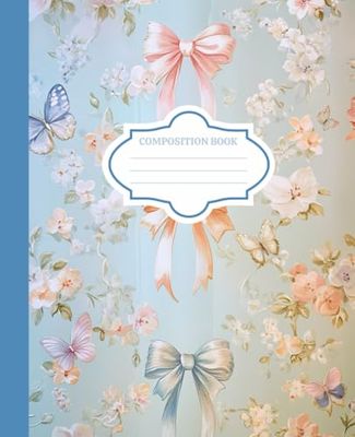Coquette Aesthetic College Ruled Composition Notebook: 100 pages, 7.5x9.25”, College Ruled, Coquette School Supplies, Cute Pink Bows, Preppy Aesthetic ... Floral Coquette Aesthetic Journal For Women