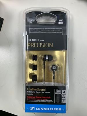 Sennheiser CX 400-II Precision Écouteurs intra-auriculaires stéréo avec câble de 1,2 m, prise jack de 3,5 mm, étui de transport, couleur noire