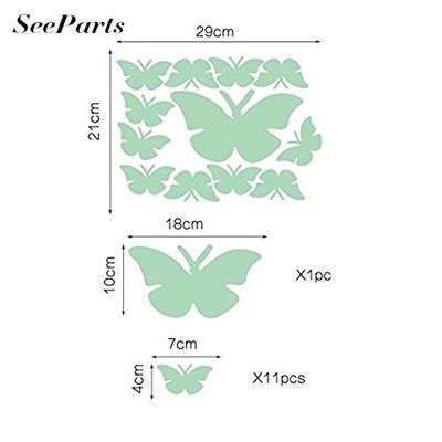 Wall Stickers Night Glow Sticker Nursery Wall Stickers Decal 12 Pcs Butterflies EU-SPH-039