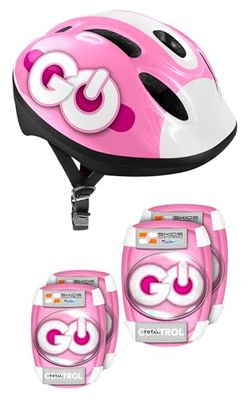 Stamp Combo Roze Helm + Elleboogbeschermers SKIDS Control Unisex Youth, Pink, 50-56 cm