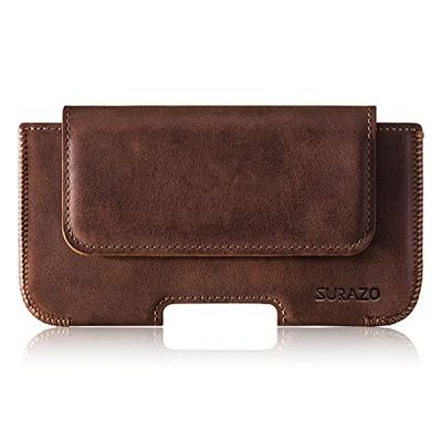 SURAZO Premium 100% vera pelle per Apple iPhone 15 Plus, custodia in pelle – Custodia orizzontale [custodia per cellulare in pelle piena]