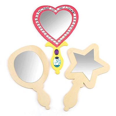 Baker Ross Projeto artesanal de espelho de madeira - ideal para artesanato, presentes, lembranças e muito mais para crianças (pacote de 3)
