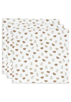 Jollein Miffy and Friends Lot de 3 langes en mousseline pour bébé 70 x 70 cm 100% coton – Lingettes pour bébé – Certifié Oeko-Tex