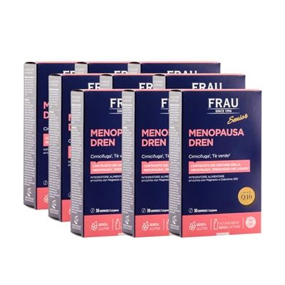 FRAU Senior, Menopausa Dren, Integratore Menopausa che favorisce il rilassamento, Integratore drenante che mantiene l'equilibrio del peso, 9 Confezioni x 30 Compresse, Senza glutine