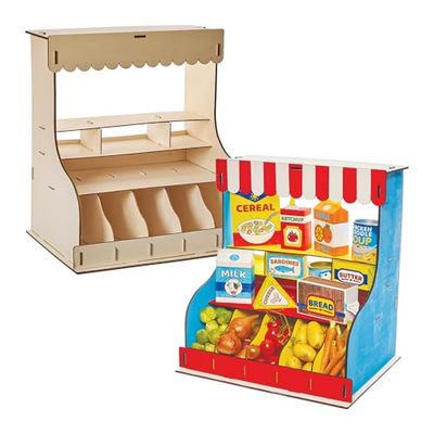 Baker Ross FN094 Woodcraft Shop Display Kit - Pack of 1, Pretend Shop Play Item for Kids, Kids Grocery Store