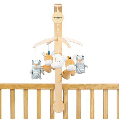 Nattou Wooden Musical Mobile, 50 cm, Dark warm beige