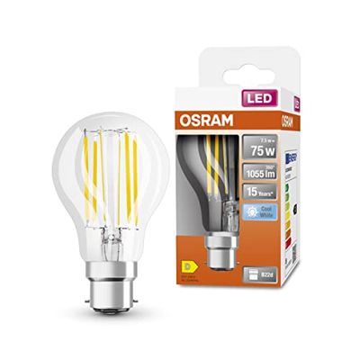 OSRAM LED lamp, Voet: B22d, Cool White, 4000 K, 7,50 W, vervanging voor 75 W gloeilamp, helder, LED Retrofit CLASSIC A 1 Pack