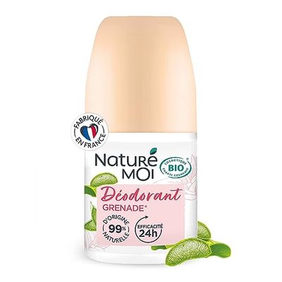 Naturé Moi - Roll-on deodorant - effektivitet 24 timmar - kvinnodeodorant med ekologisk Aloe Vera och Magnesium - granatäpple parfym - 99% naturligt ursprung - 50 ml - tillverkad i Frankrike